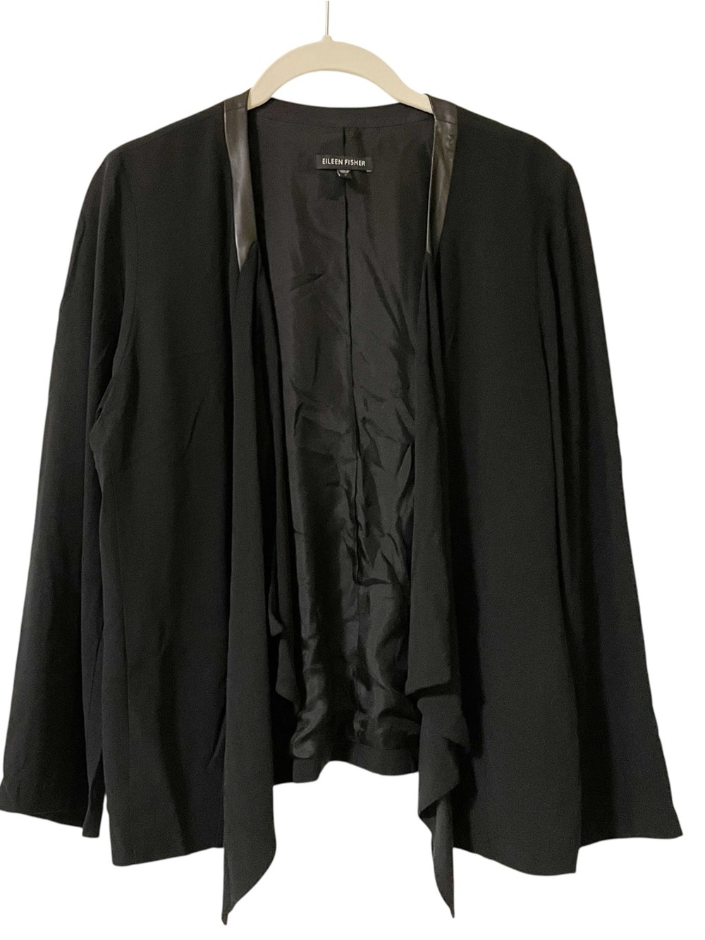 Eileen Fisher Black Open-Front Draped Blazer